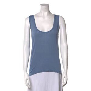 Gucci Authentic Womens Solid Blue Scoop Neck Tank Top Xs Italy
